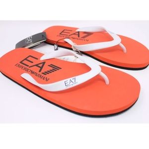 EMPORIO ARMANI EA7 Flip Flops Orange Black Sz 10